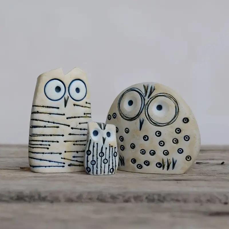 Owl Design Decorative Statue, 3 Counts/set Cute Owl Decoration Craft, Desktop Ornament for Home Office Bookshelf Decor 3