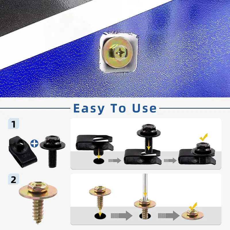 72Pcs 9 Sizes Screw Bolt Nut Retainer Car Engine Under Cover Splash Shield Guard Body Bolts Bumper Fender Liner Push Retainer Fastener Rivet Clips Assortment Kit 5
