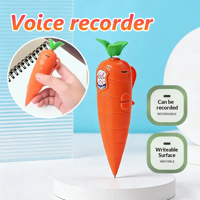Voice Recorder Toy For Kids Cute Carrot 2 in 1 Pen 60 Second Voice ...