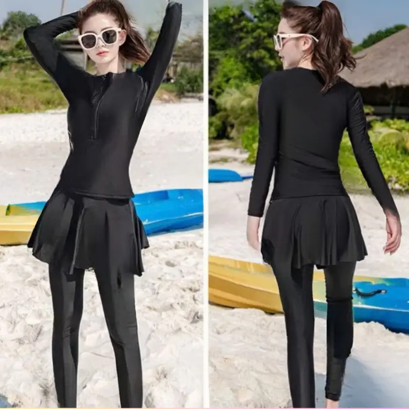 Đồ bơi nữ kín đáo, đồ bơi 2 mảnh tay dài quần dài che nắng kiểu dáng thể thao năng dộng Xuka 3