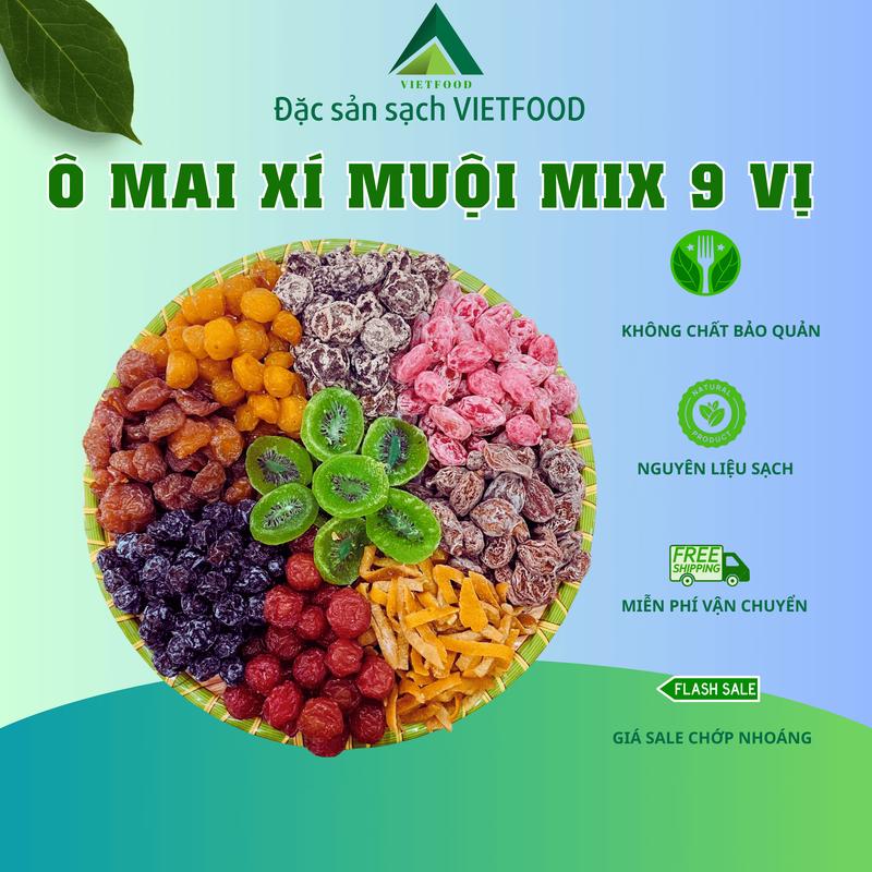 Hộp 500g Ô MAI XÍ MUỘI VIETFOOD mix 9 VỊ chua ngọt rất ngon Snack Ăn Vặt