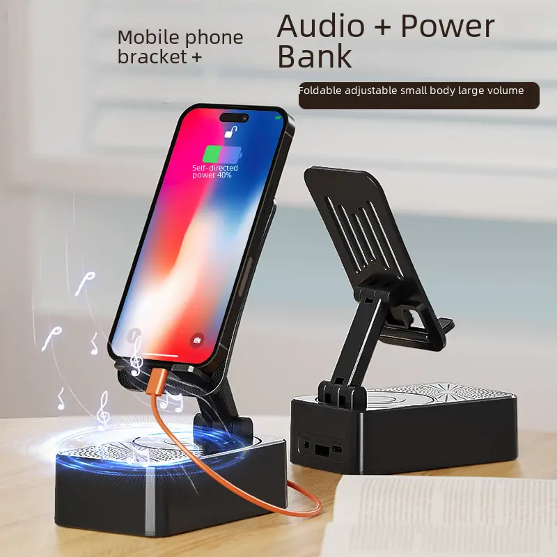 Giá Chân Đế Điện Thoại Di Động Bluetooth, Phổ Biến, Ba Trong Một, Đa Chức Năng, Có Thể Gập Lại, Xoay, Để Bàn, Thích Hợp Cho Người Lười, Có Sức Chứa Pin Năng Lượng Âm Thanh 2