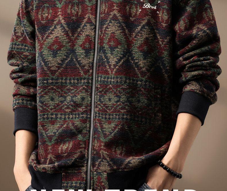 Product Introduction of High-end Ethnic Style Wool Knit Jacket for Men, Autumn Loose Fit, Large Size 560g Heavy Retro Cardigan Sweater Trendy Pedal 20