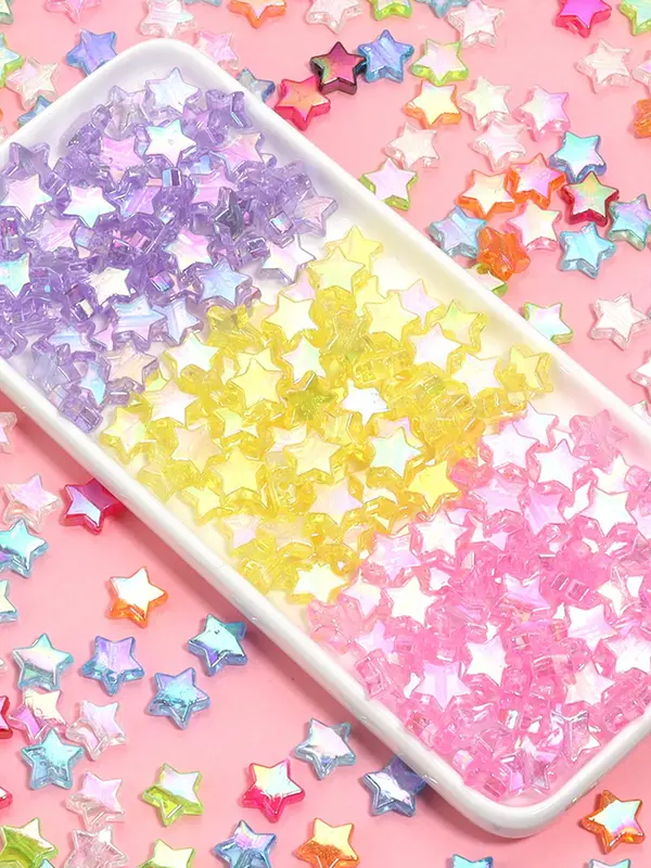 Star Shaped Beads, 100pcs Colorful Beads for Diy Necklace Bracelet, Fashion Accessories for Women & Girls, Trendy All-match & Exquisite Diy Jewelry for Birthday Gift 0