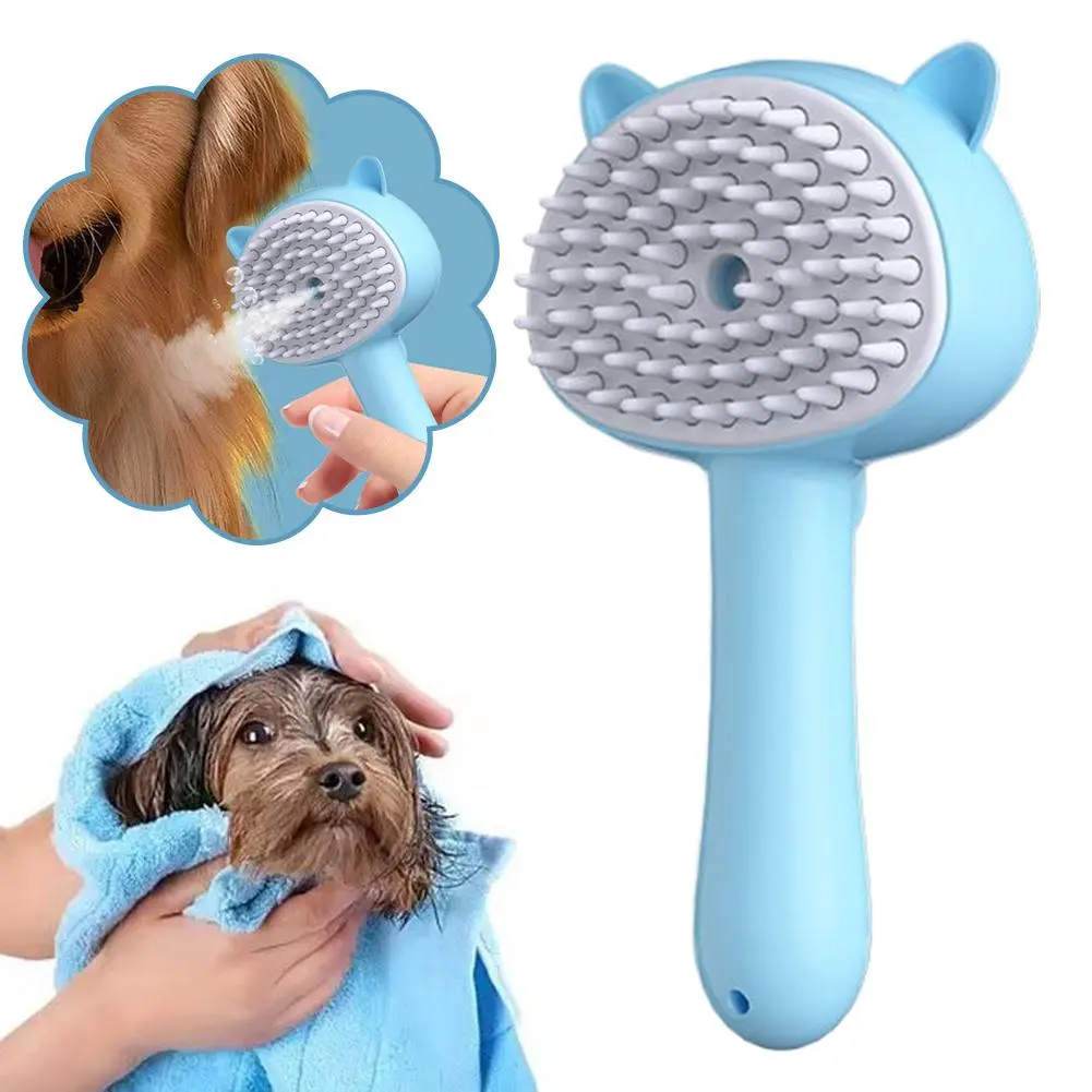Cat Dog Pet Grooming Comb With Electric Spray Water Steam Soft Silicone Brush Kitten Pet Bath Brush Massage Pet Hair Remover