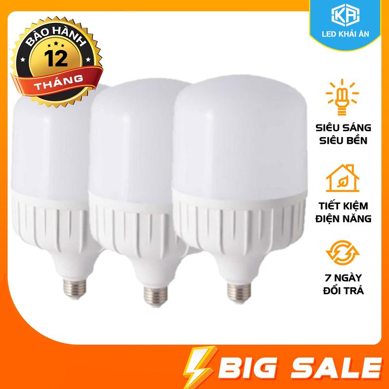 [Kèm 1 đuôi treo] Combo 3 Bóng đèn Led trụ 40W Siêu sáng - tiết kiệm điện (Trắng) - Led Khải Ân