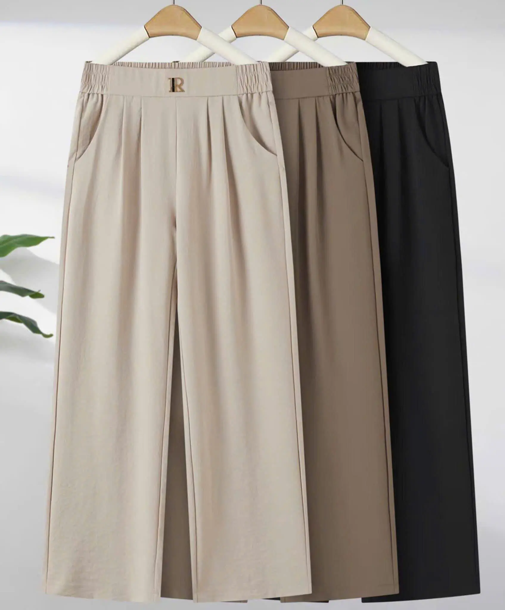 Quần trung niên nữ dài dáng Xuông chất poly co giãn thoải mái, thanh lịch Q2 Pants Women Denim