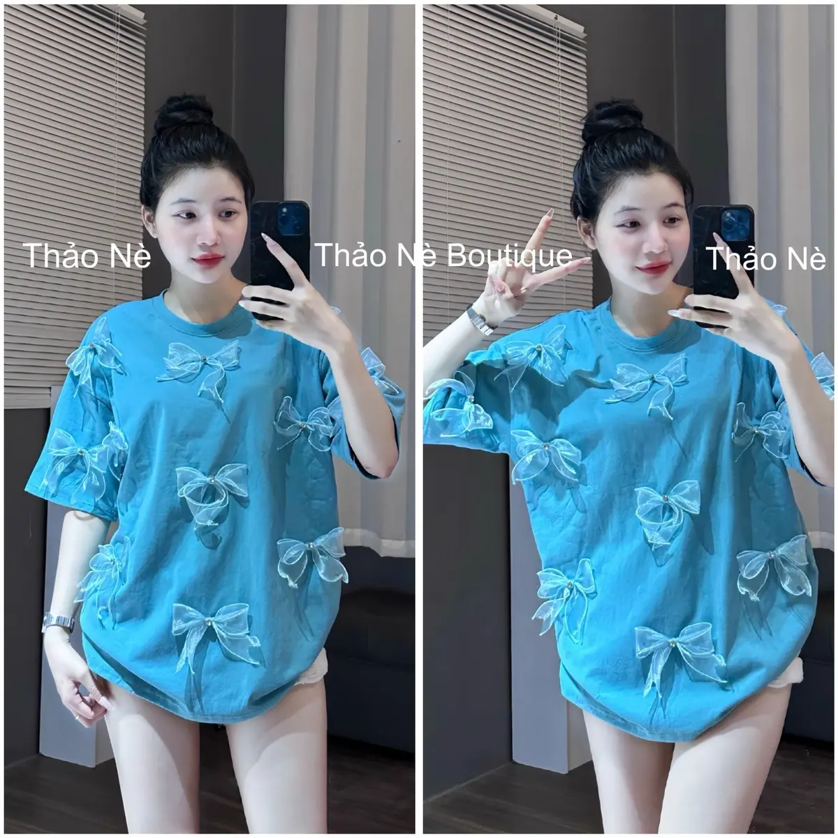 ÁO THUN UNISEX FORM RỘNG 11 NƠ ĐÁ VOAN COTTON