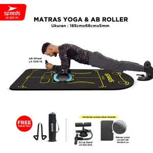 SPEEDS Alas Yoga Mat Ab Wheel Matras Fitness Ab Roller Alat Otot Latihan Mat Anti Slip Alas Senam Kuning 027-31