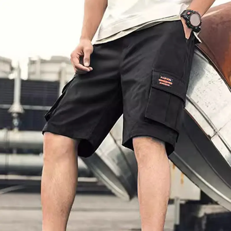 Quần Soóc Túi Hộp Cho Nam, Ngoại Cỡ, Dáng Rộng Vừa Vặn, Màu Trơn Nhiều Túi, Kiểu Thẳng, Mềm Mại Và Thoáng Khí, Túi Cạp Thường, Nhanh Khô, Dài Đến Đầu Gối 1