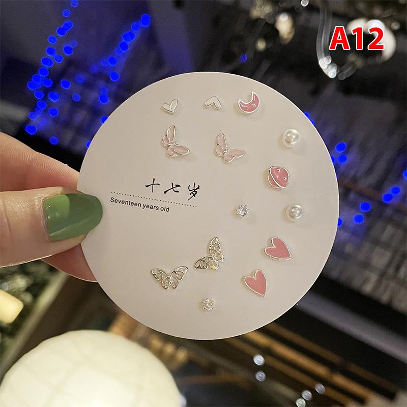 Product Introduction of Bộ Bông Tai Nữ Họa Tiết Nhỏ Thời Trang Hàn Quốc, 7 Đôi, Nhiều Đôi Bông Tai Đinh tán Hình Bướm Dễ Thương Hoa Hoa Tai Women Khuyên Tai 36