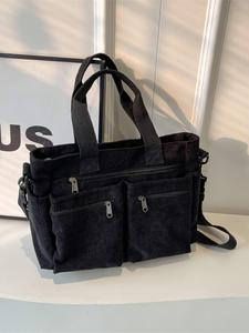 Bolsa tote de color sólido para mujer, de gran capacidad y múltiples bolsillos, bolsa de hombro portátil, casual, moderna y versátil, de alta calidad para el uso diario