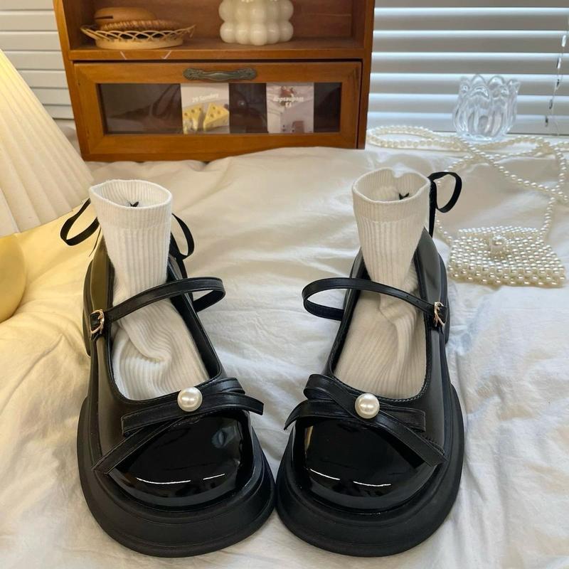 Giày búp bê Lolita Nữ Quai ngọċ BUỘC NƠ Cao Cấp form to chân gày mỏng đặt lùi 1 sz