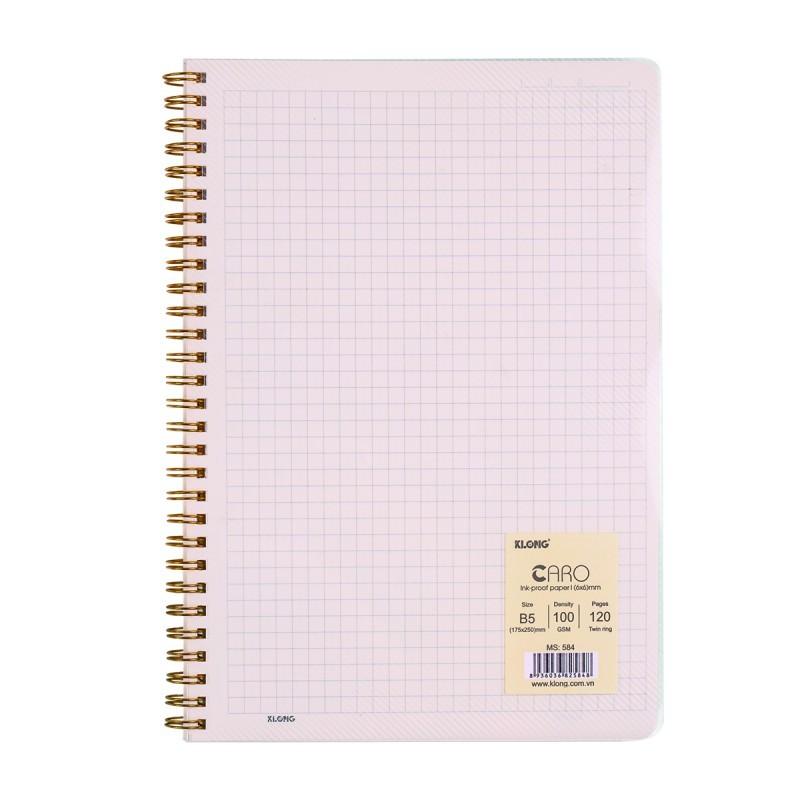 Sổ lò xo Klong B5 caro 6x6mm 120 trang 100gsm bìa trong MS 584