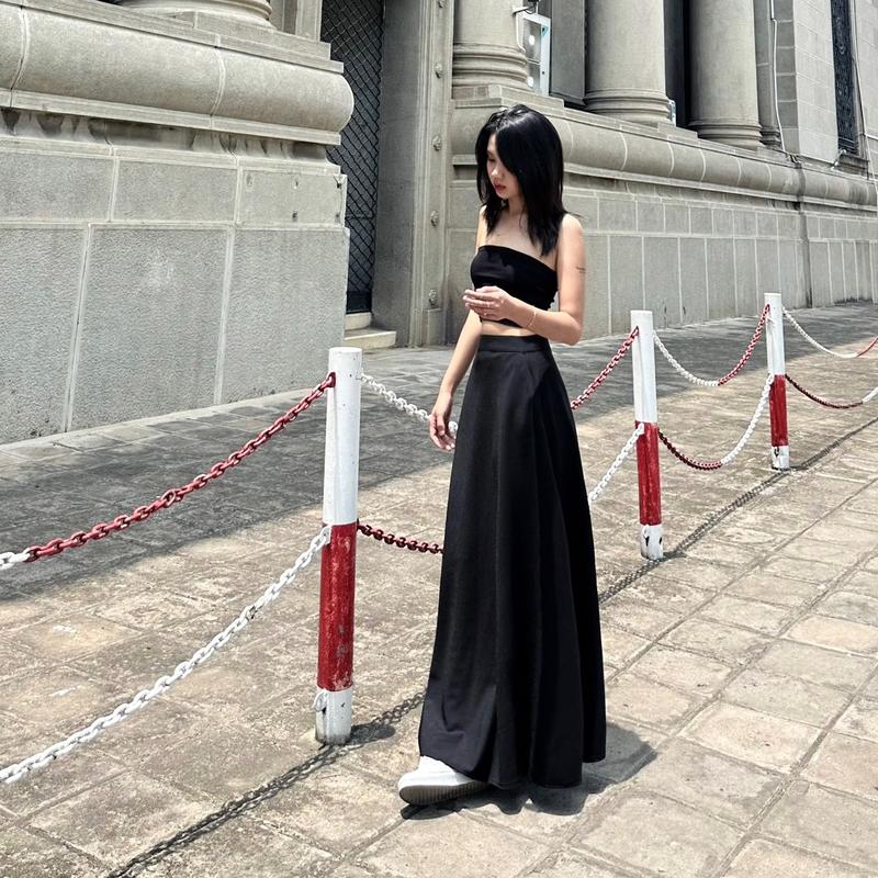 Chân váy xoè A dài 95cm, chân váy siêu xoè, chân váy xoè dài lưng tây, hàng thiết kế Dens.clothing