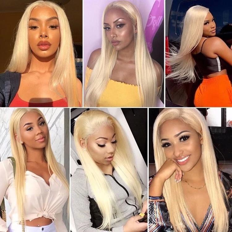 Ryuuta Wig Deep Part Half Lace Wig Lurus Panjang Miya Light Blonde 28 inch 70 cm 2