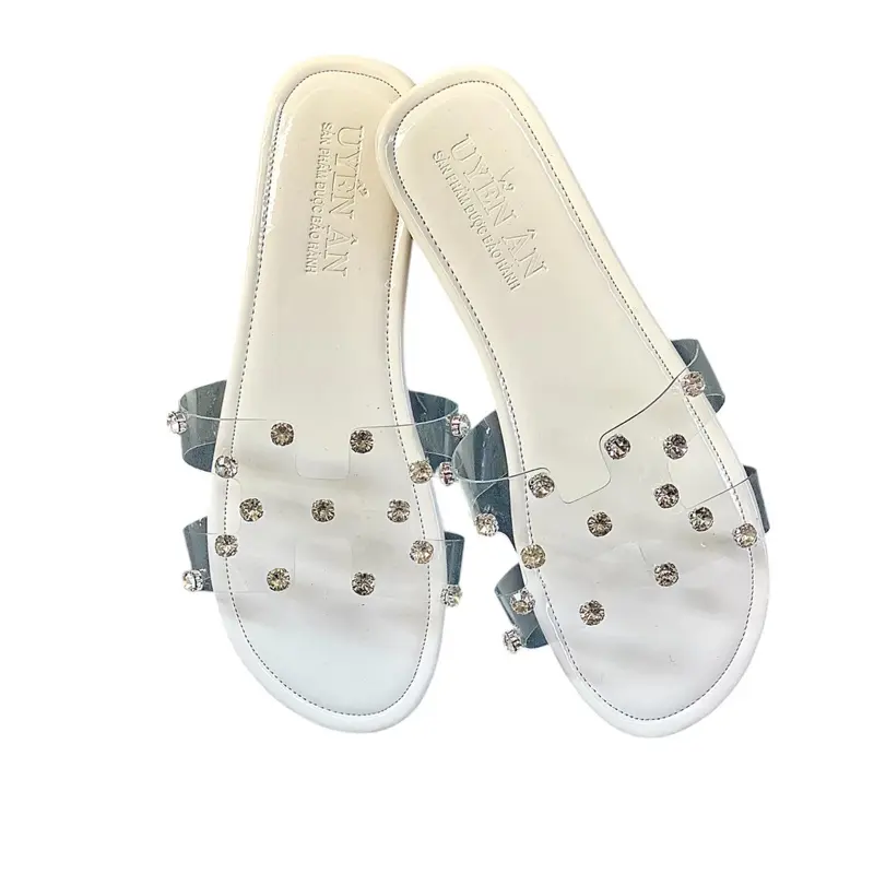 D015 Quai chữ H mika đính đá,Đế tpr chống trơn trượt,big size,Giày dép Uyển Ân 2