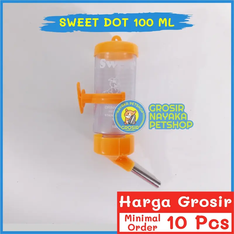 NAYAKA GROSIR Sweet 100 ml Dot Minum Hamster Botol Minum Wadah Tempat Air Hewan Hamster Tupai Bajing Gerbil Sugar Glider Tikus 4
