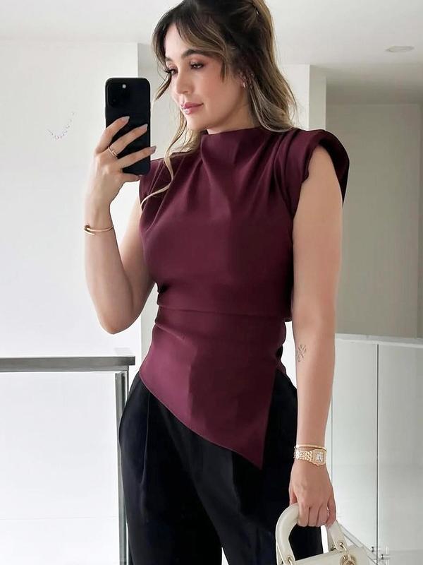 Women's Solid Color Top, Casual Sleeveless Top for Summer, Ladies Clothes for Daily Wear 3