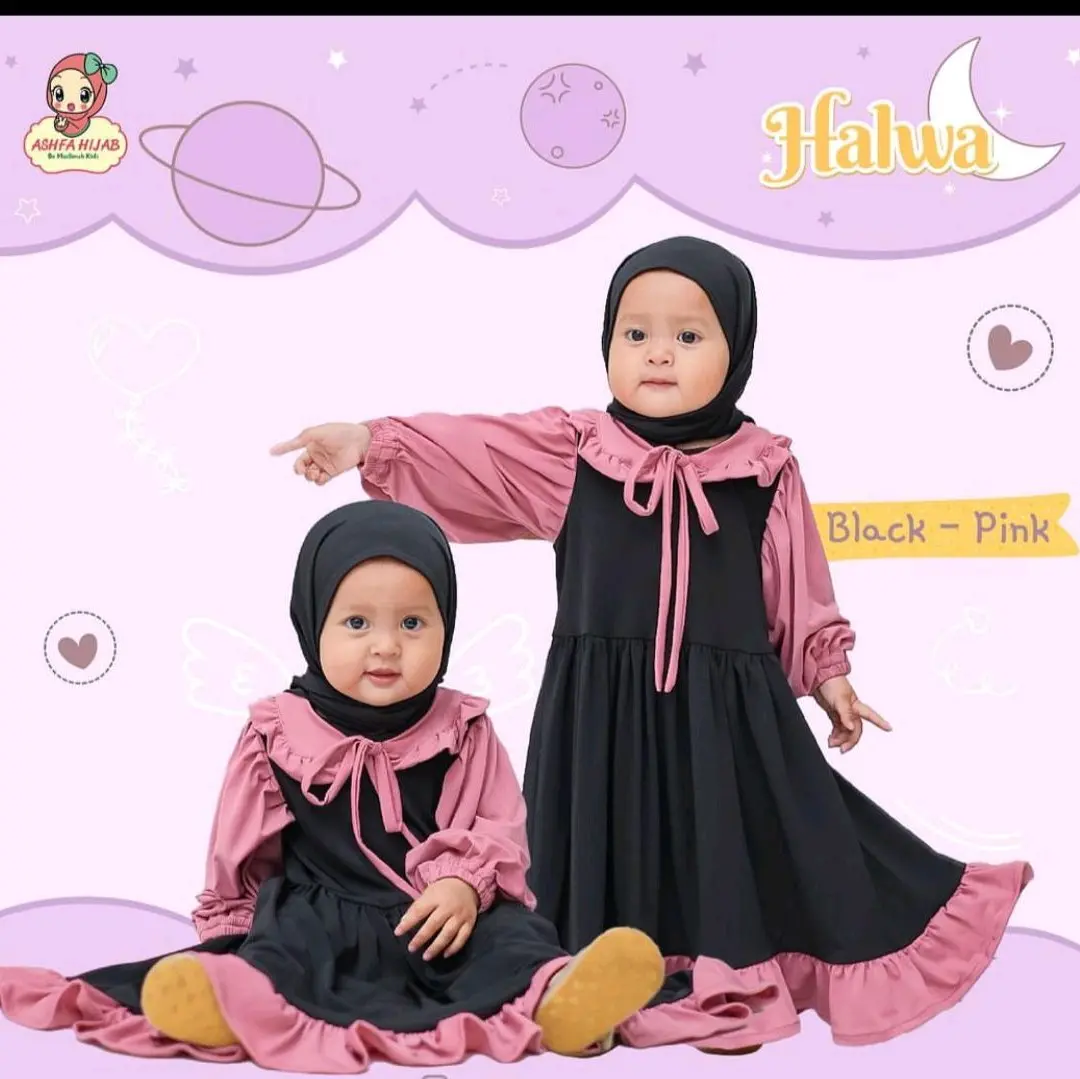 [BEST SELLER & TERMURAH] HALWA gamis anak bayi balita usia 3bulan - 2 tahun || BONUS SET HIJAB