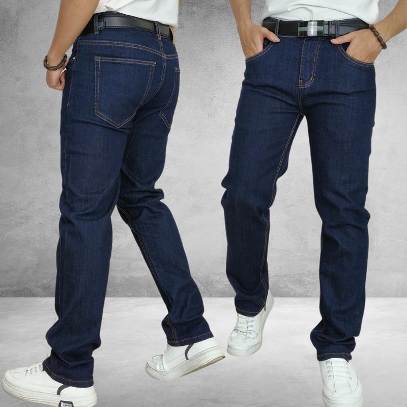 Quần Jean Nam Màu Xanh Dương Nano Form Suông Vừa, Vải Jean Co Giãn 4 Chiều Được Nhập Từ Hàn Quốc Menswear Pants