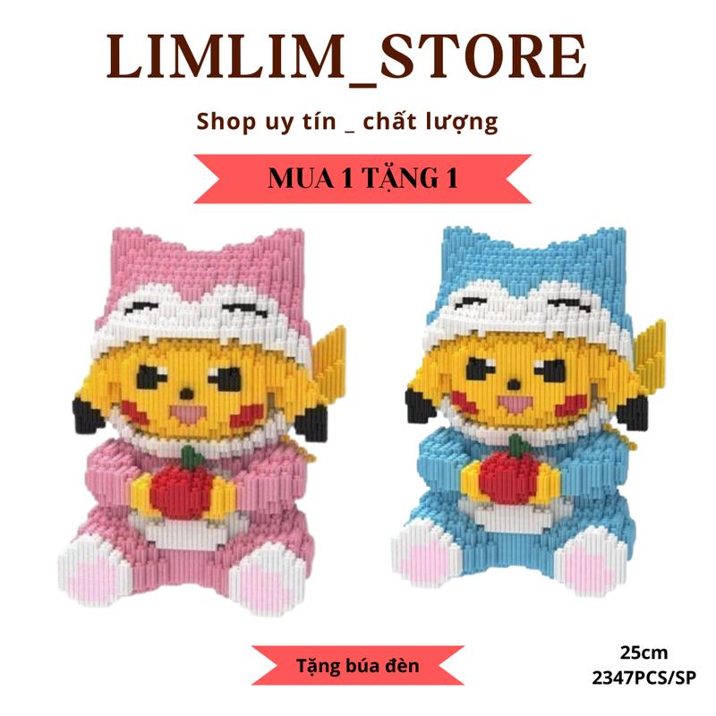 MUA 1 TẶNG 1 Mô hình lắp ghép PKC XANH HỒNG dễ thương trò chơi lắp ráp cao 25cm sưu tập decor Tặng búa Đồ Chơi Tháo Lắp Toy Bộ Lắp Ráp