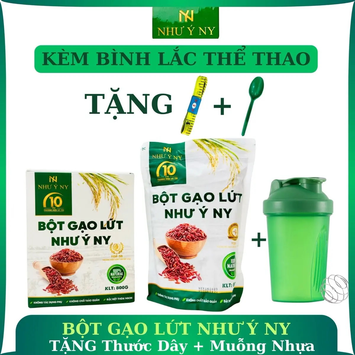 [Freeship] Bột Gạo Lứt Như Ý NY - Tặng Kèm Muỗng Và Thước Dây