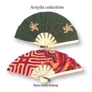 Souvenir kipas batik sedang isi 50 pcs Bambu
