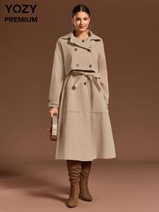 YOZY Women's Solid Double Button Crop Outerwear & Belted Tank Dress Two-piece Set, Elegant Long Sleeve Collared Outerwear & Sleeveless Round Neck Dress, Valentine's Day Outfit