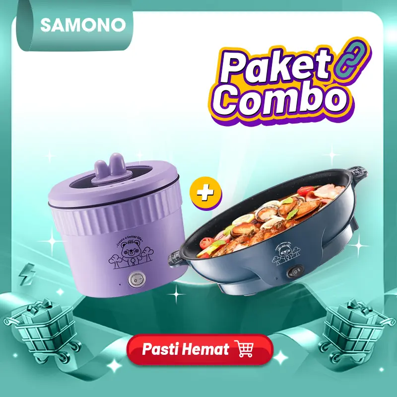 SAMONO Panci Listrik 26cm BBQ Serbaguna Anti Lengket Low Watt Garansi 1 Tahun EPB26 6