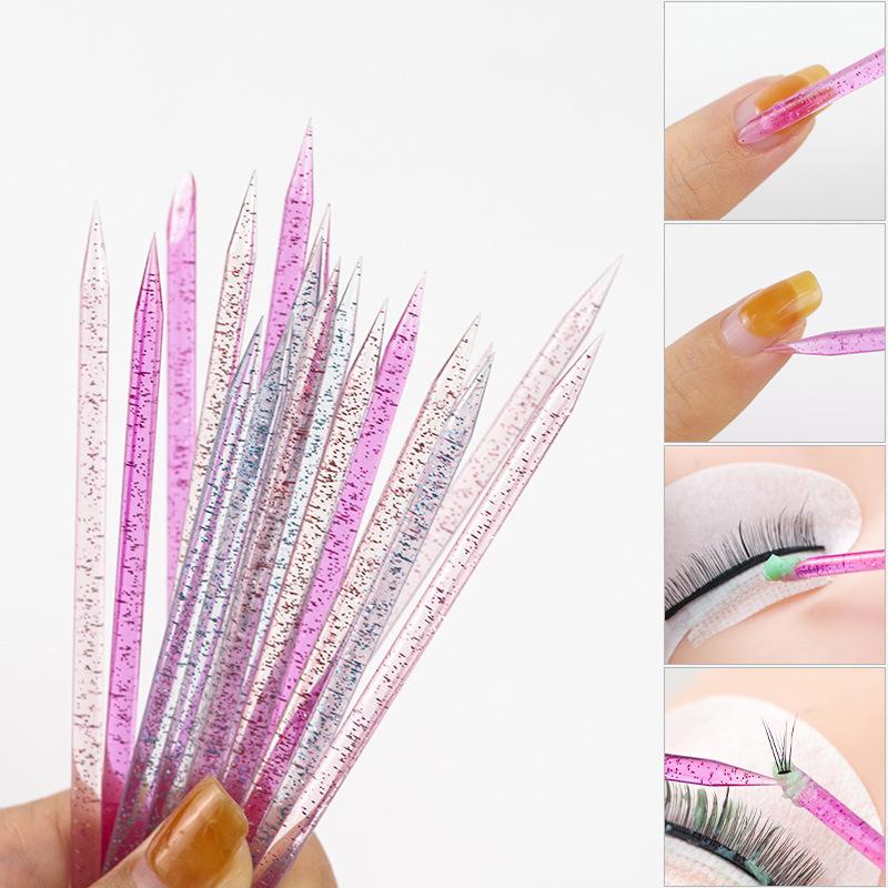Product Introduction of 50Pieces Stick Cuticle Tool Doublehead Reusable Crystal Wood Stick Pedicure Care 17