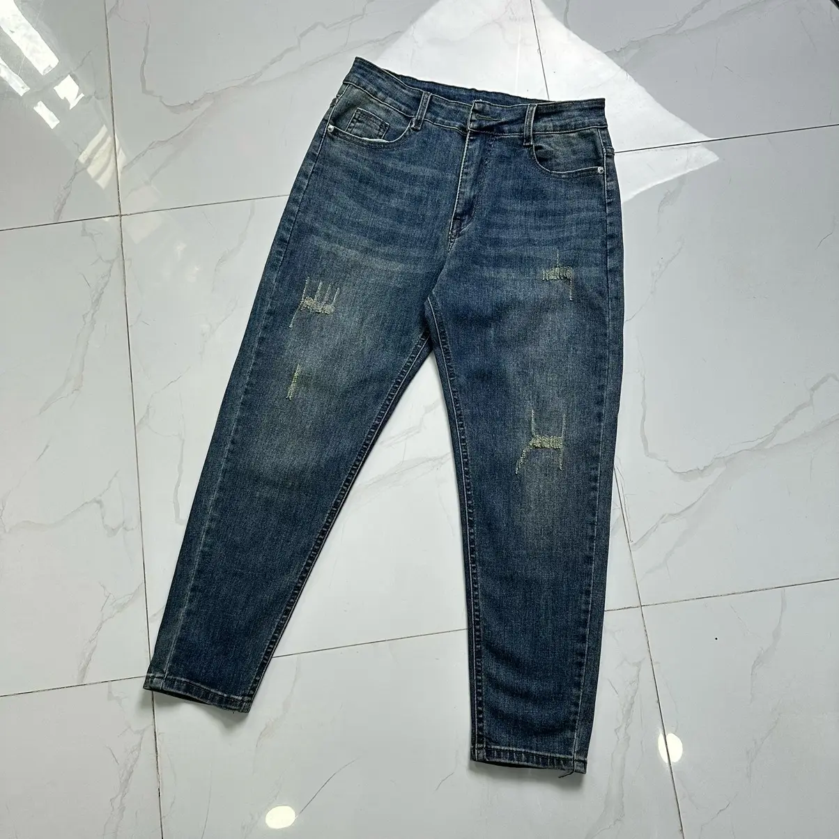 [MS 9146] Bigsize 55-93kg Quần Jean Form Baggy 9 Tấc Màu Xanh Bụi Vàng Co Giãn 4 Chiều