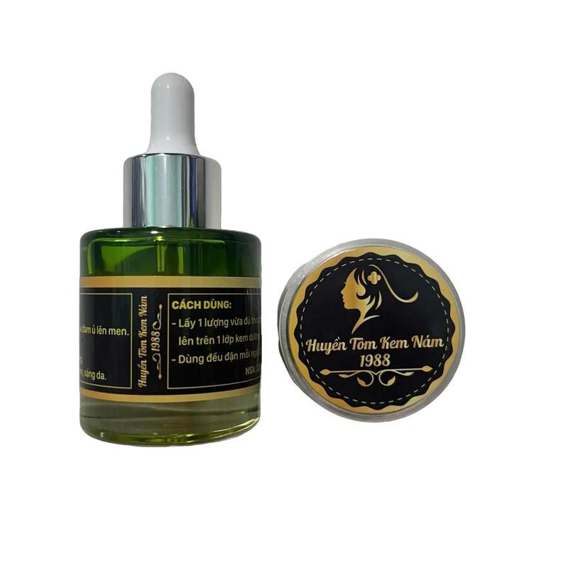 KEM + SERUM Huyền Tôm Kem Nám 1988 dưỡng da mờ thâm nám tàn nhang đồi mồi da thâm mụn da sần chai lì ,hổ trợ làm đẹp da giúp da mặt căng bóng sáng hồng . Skincare