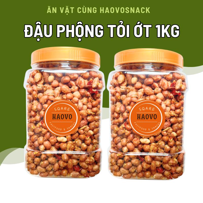 Haovosnack Đậu Phộng Tỏi Ớt hộp 1KG Giá Siêu Rẻ Ngon | Đồ ăn vặt Nuts & Peas