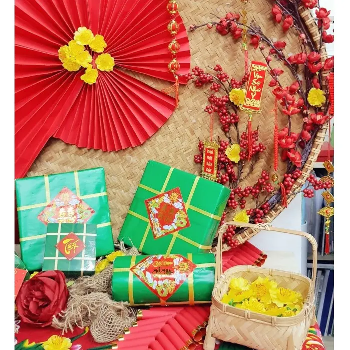 [ Sỉ phụ kiện ] Mô hình bánh Chưng, bánh Tét, Dưa Hấu bằng hộp giấy gấp - trang trí Tết 2