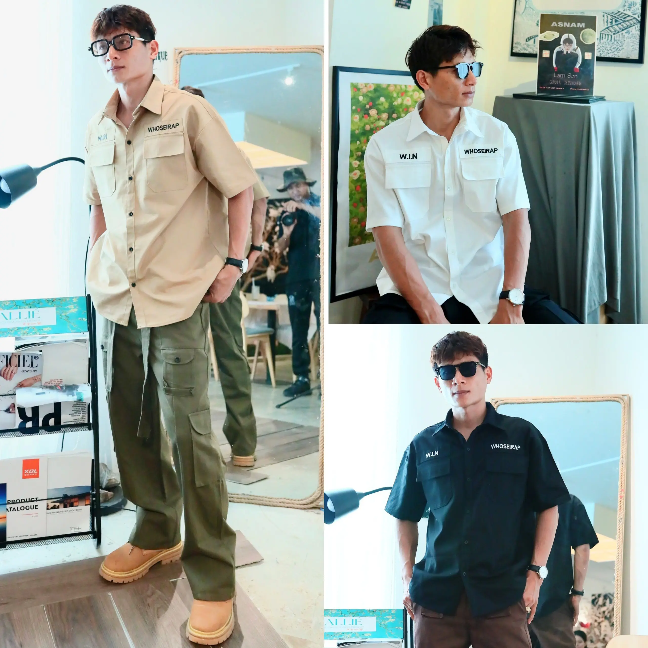 ZooZoo - Áo Sơ Mi Thiết Kế Kaki WHOSE Cổ Điển, Phong Cách Retro