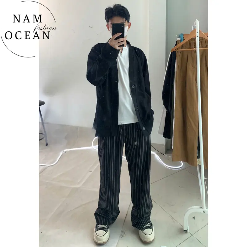(NAM OCEAN)_Áo Cardigan Nam Nữ Phong Cách Hàn Quốc Dễ Dàng Phối Đồ Phù Hợp Đi Học Đi Chơi M26 Nam Ocean Menswear Jacket Nhung Kem 7