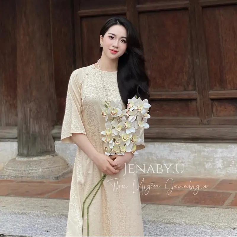 Set áo dài Nhật Hạ form xinh xắn màu sắc nhã nhặn 6