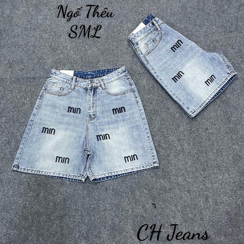 Mã A3 - Quần Jean Ngố Rộng Thêu Chữ Trơn Chất Vải mềm QC đủ size từ 40-58kg 1