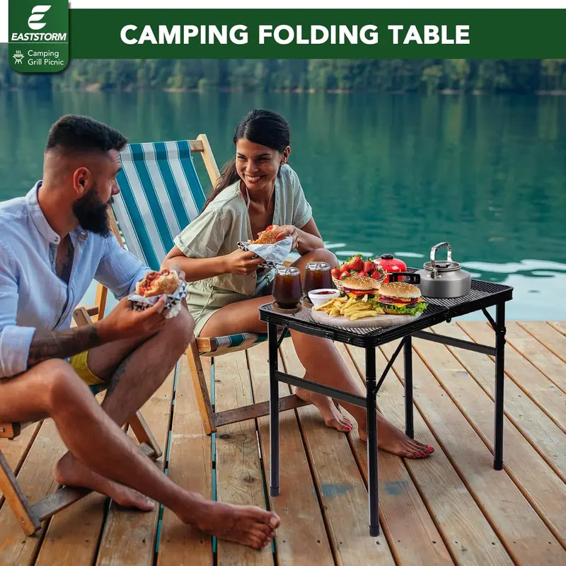Camping BBQ Table Outdoor Folding Picnic Table 23.6"x 15.7"- Portable, Compact & Foldable for Easy Storage - Great for Picnic, Garden, Patio, Dining, Party, Market 2