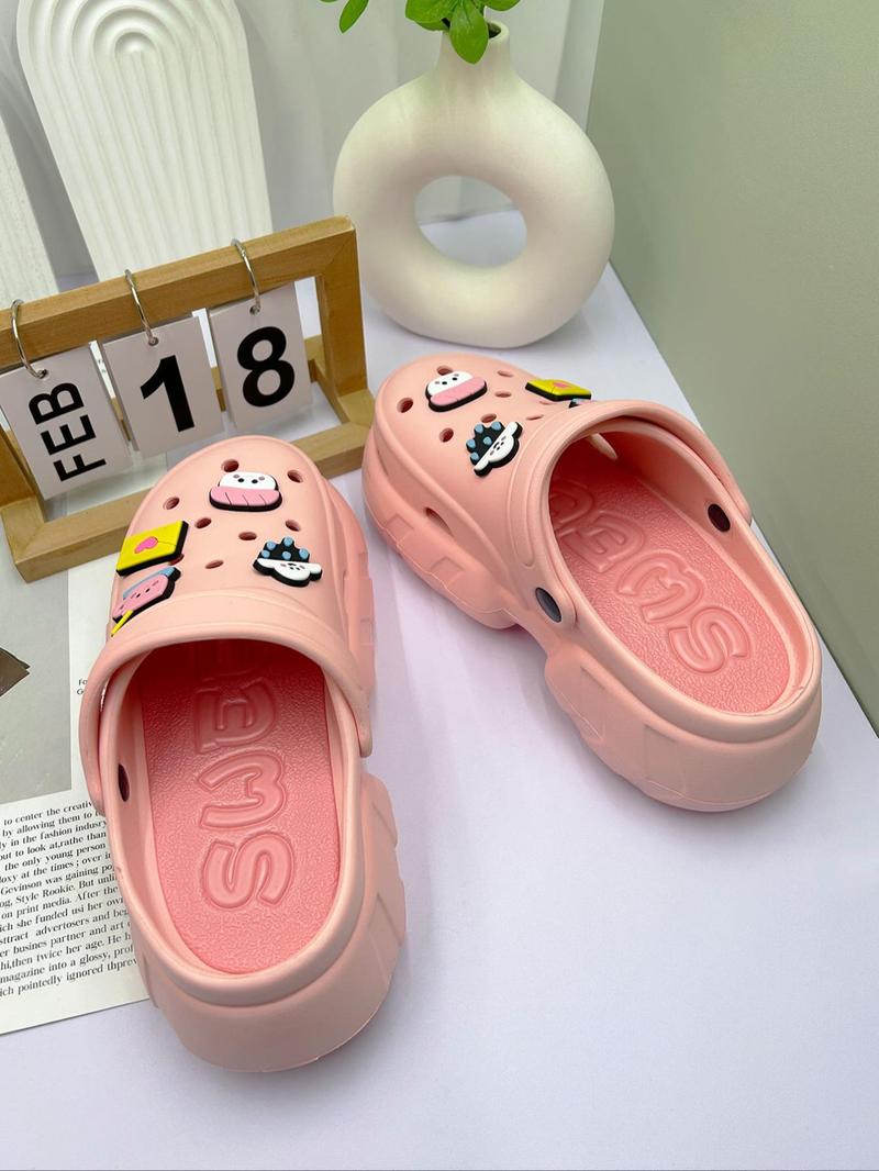 Product Introduction of Women's Cute Cartoon Charm Decorated Clogs, Casual Soft Comfortable Home Slippers, Non-slip Slippers for Indoor & Outdoor Wear, Walking Shoes 5