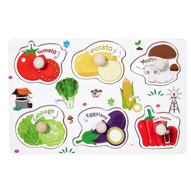 Bảng ghép hình núm gỗ 6 chủ đề gần gũi hấp dẫn cho bé, giúp bé khám phá và ghi nhớ Đồ Chơi 7