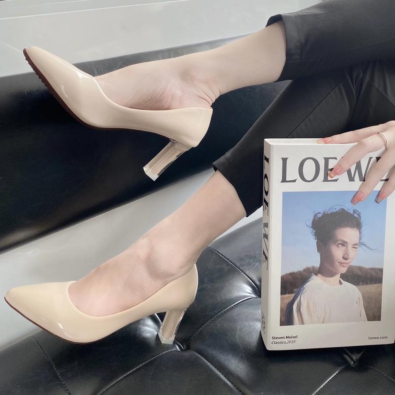 Giày cao gót nữ mũi nhọn Đế Cao , cổ tròn lên chân mềm mại - Xưởng Giày Bánh Bèo mã Cotron Shoes Len 8