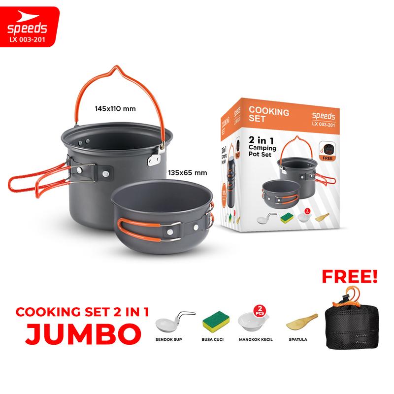 SPEEDS Alat Masak SET Mini Camping Cooking Paket Hiking Pancing Cookware Portable Tas Outdoor Aman  003-201 8
