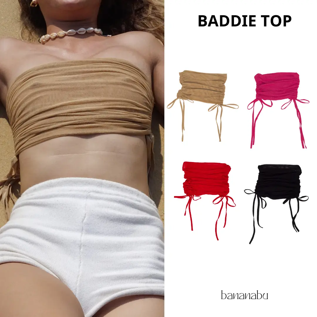 bananabu | Áo ống thun lưới nữ chất mát (có 4 màu đen, cát, đỏ, hồng) - Baddie Top