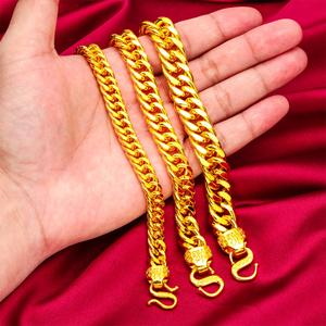 Gelang Tangan, Gelang Bos Bersalut Emas Vietnam, Gelang Kepala Fortune Tepi Lebar Lelaki, Gelang Rata, Tersedia dalam saiz 10mm, 12mm dan 14mm, Berat 34.93g, 51.93g dan 71.93g