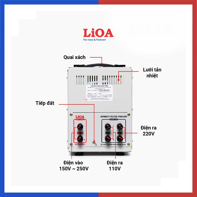 Ổn áp LiOA 7.5KVA SH-7500II dải 150V chính hãng Nhật Linh 7500VA 7500W dây đồng thế hệ mới đồng hồ led 2