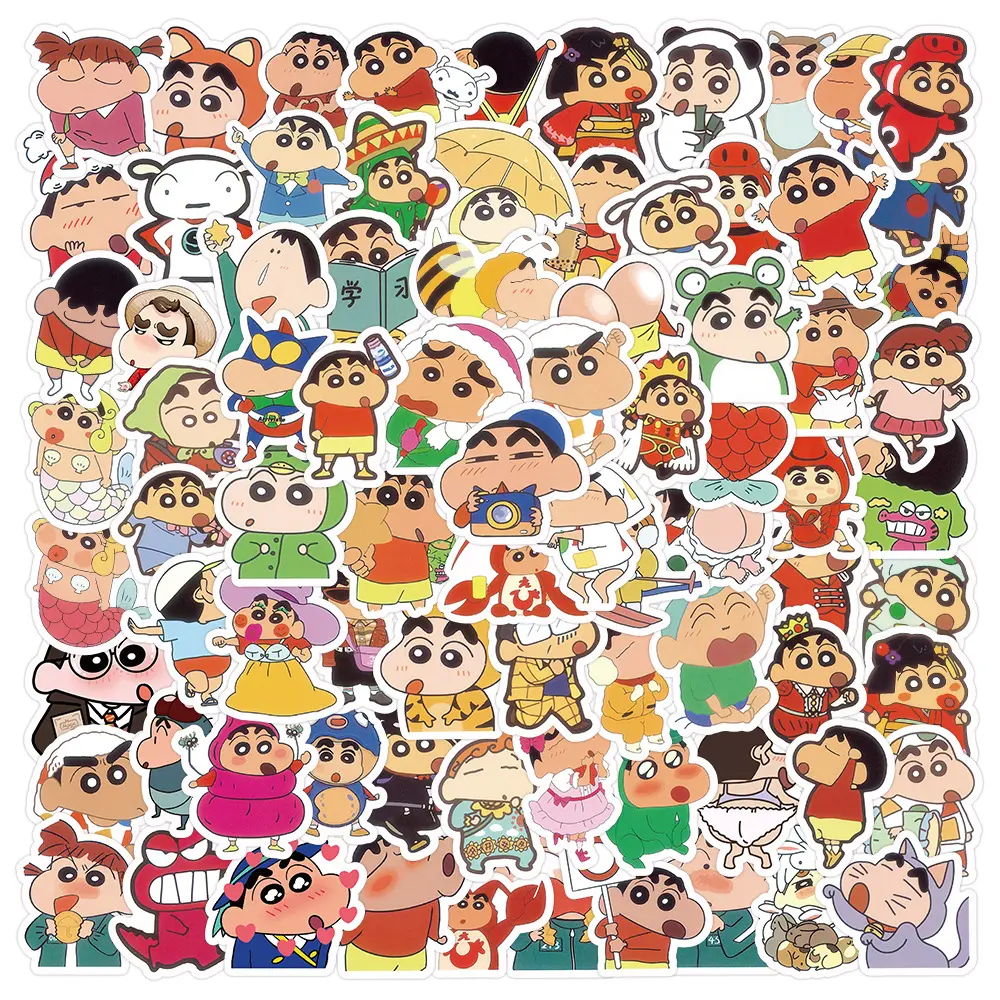 100 Cartoon Cute Crayon Small New Stickers Niche Personality Creative Mobile Phone Hand Ledger Decoration Stickers Waterproof