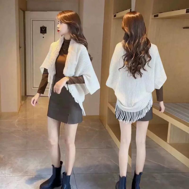 Product Introduction of Áo Khoác Khăn Choàng Nữ, Phong Cách Hàn Quốc Mới Mùa Thu, Dễ Phối Đồ, Thời Trang, Có Cổ Lông, Áo Len, Áo Cardigan, Có Thể Mặc Ngoài Trời 3