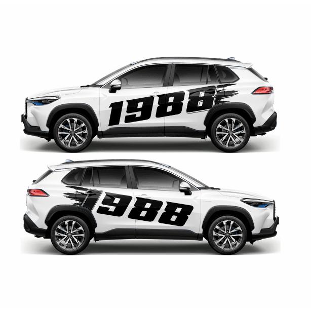 Tem năm sinh dán ô tô. dán mọi form xe, 1 bộ 2 bên. tem đen in giấy trong ( SL : 1 bộ 35x2m20 đủ dán 2 bên ) tem năm Decal